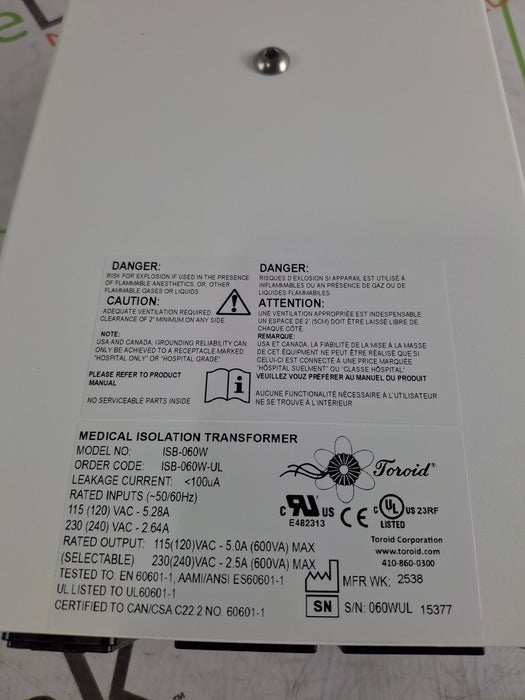 Toroid ISB-060W Medical Grade Transformer
