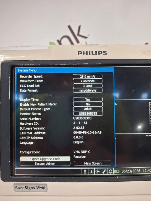 Philips SureSigns VM6 Vital Signs Monitor