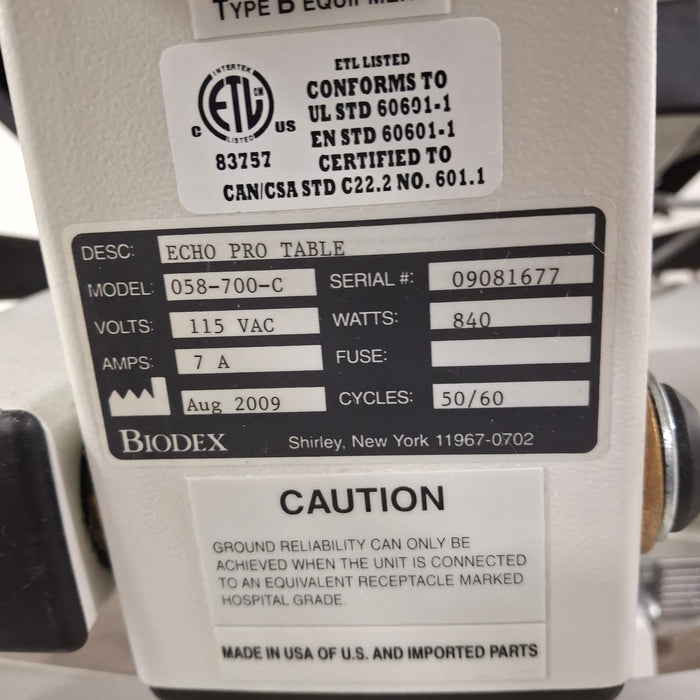 Biodex 058-700 Echo Pro Table