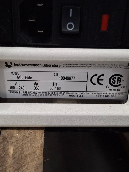 Instrumentation Laboratory Company ACL Elite Coagulation Analyzer