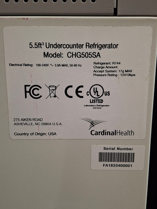 Cardinal Health CHG505SA Undercounter Refrigerator