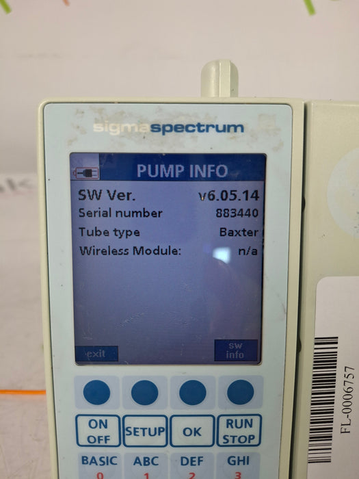 Baxter Sigma Spectrum 6.05.14 with B/G Battery Infusion Pump