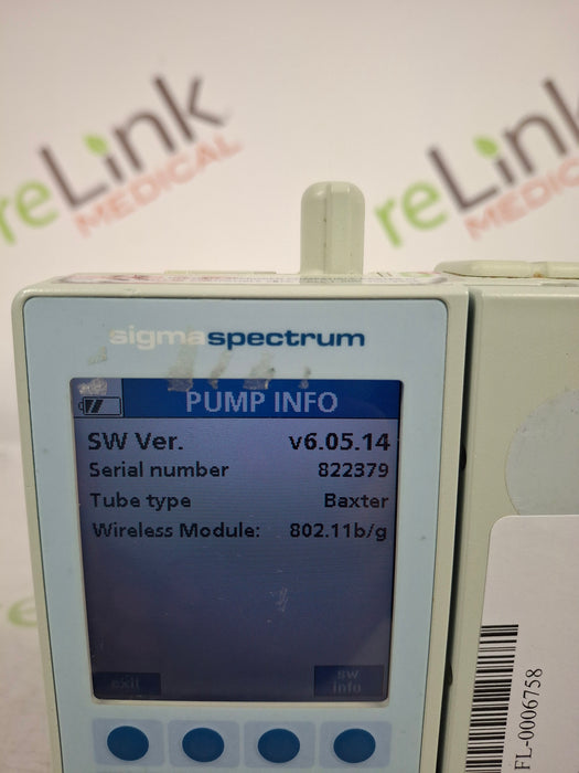 Baxter Sigma Spectrum 6.05.14 with B/G Battery Infusion Pump
