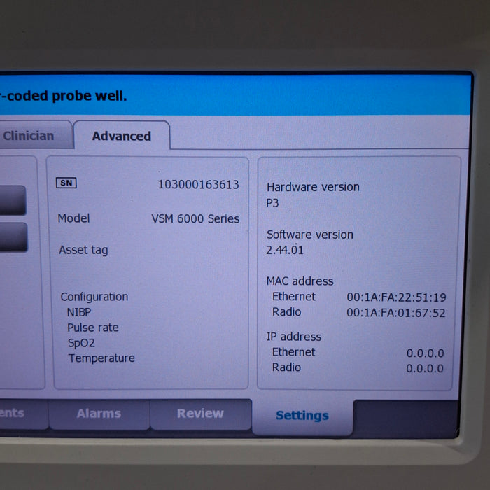Welch Allyn Connex 6500 65MTXX - Masimo SpO2, SureTemp Vital Signs Monitor