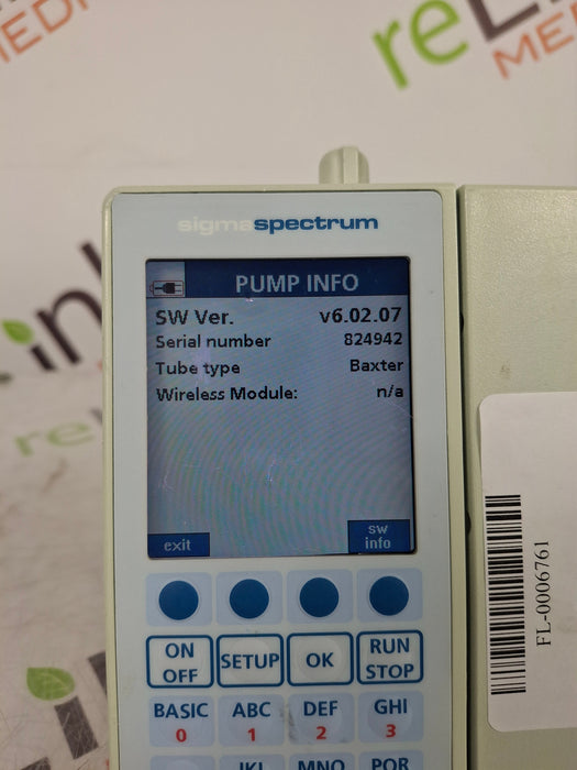 Baxter Sigma Spectrum 6.02.07 with B/G Battery Infusion Pump