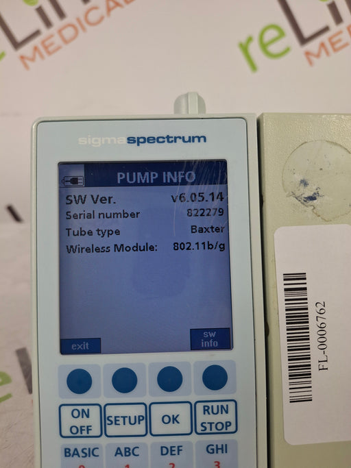 Baxter Baxter Sigma Spectrum 6.05.14 with B/G Battery Infusion Pump Infusion Pump reLink Online