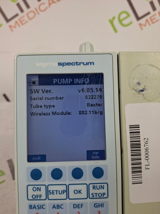Baxter Sigma Spectrum 6.05.14 with B/G Battery Infusion Pump