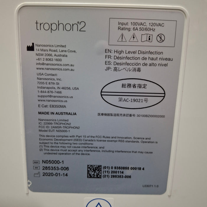 NanoSonics Trophon 2 High Level Disinfection