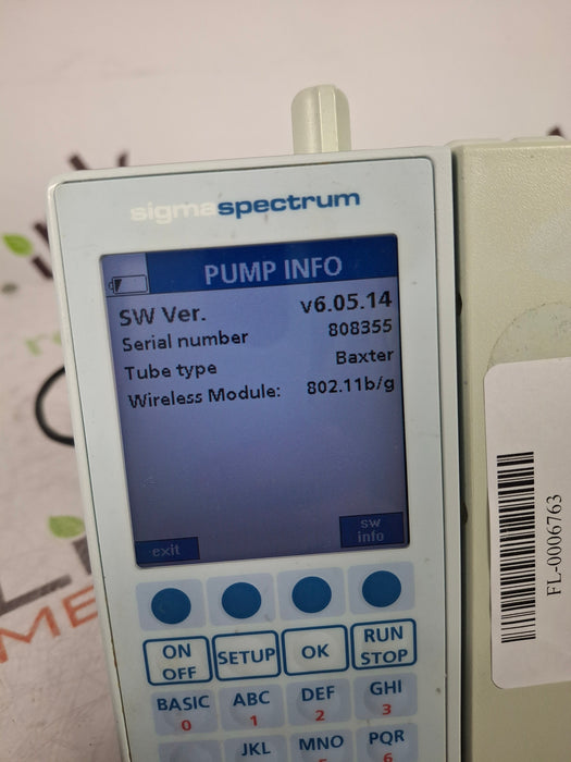 Baxter Sigma Spectrum 6.05.14 with B/G Battery Infusion Pump