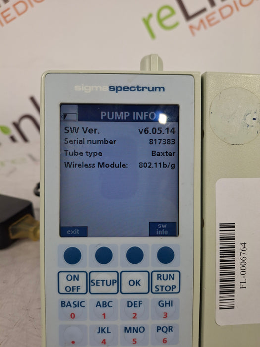 Baxter Sigma Spectrum 6.05.14 with B/G Battery Infusion Pump