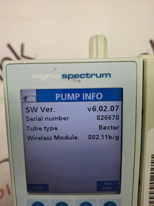 Baxter Sigma Spectrum 6.02.07 with B/G Battery Infusion Pump