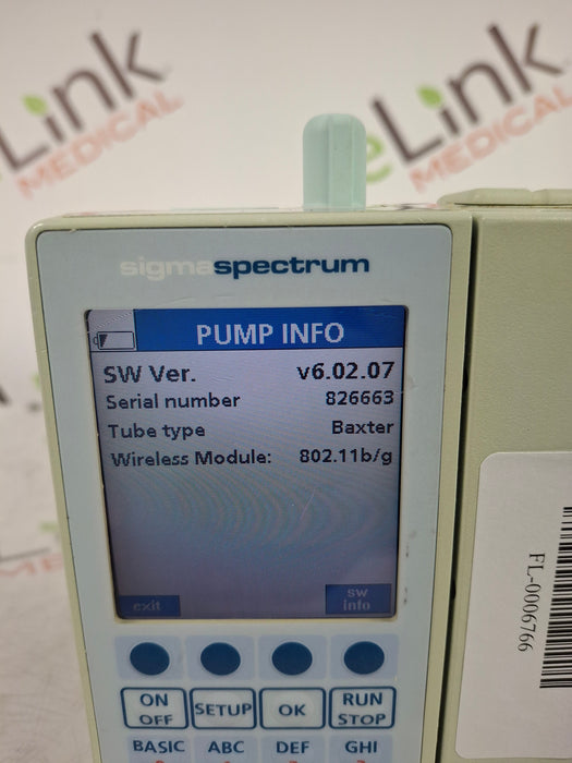 Baxter Sigma Spectrum 6.02.07 with B/G Battery Infusion Pump