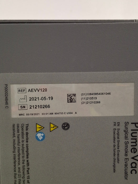 Zimmer PlumeVac AEVV120 Surgical Smoke Evacuator