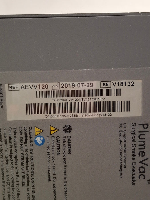 Zimmer PlumeVac AEVV120 Surgical Smoke Evacuator