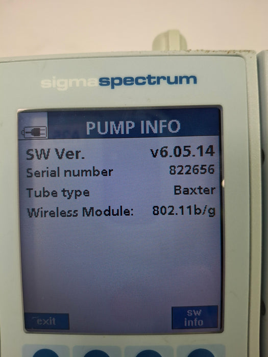 Baxter Sigma Spectrum 6.05.14 with B/G Battery Infusion Pump