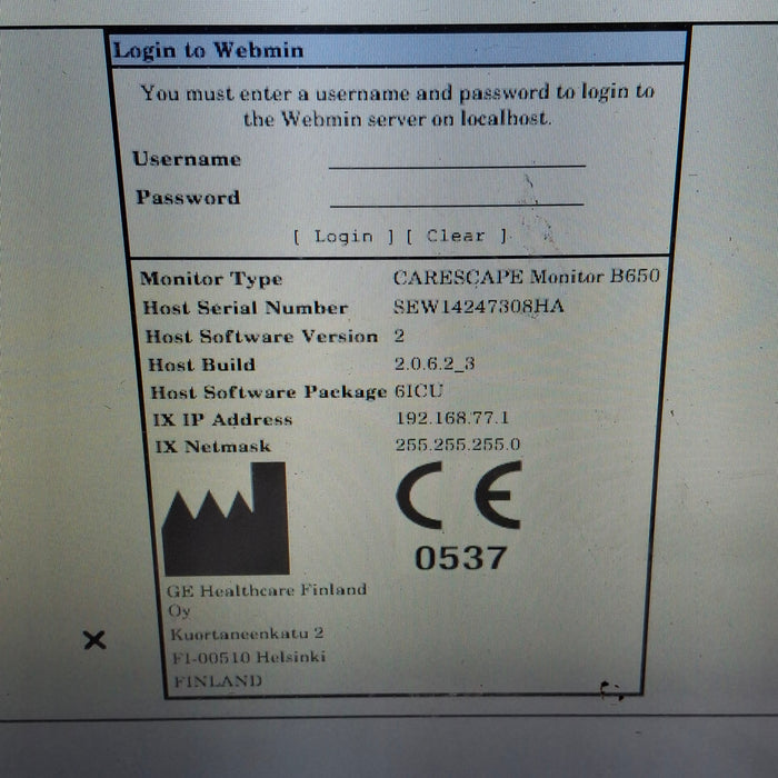 GE Healthcare Carescape B650 Critical Care Patient Monitor