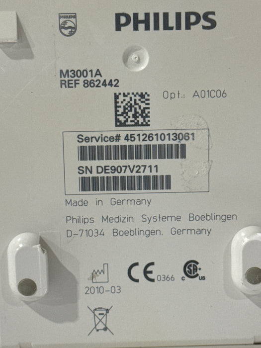 Philips M3001A-A01C06 Fast SpO2, NIBP, ECG, Temp, IBP MMS Module
