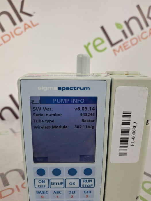 Baxter Sigma Spectrum 6.05.14 with B/G Battery Infusion Pump