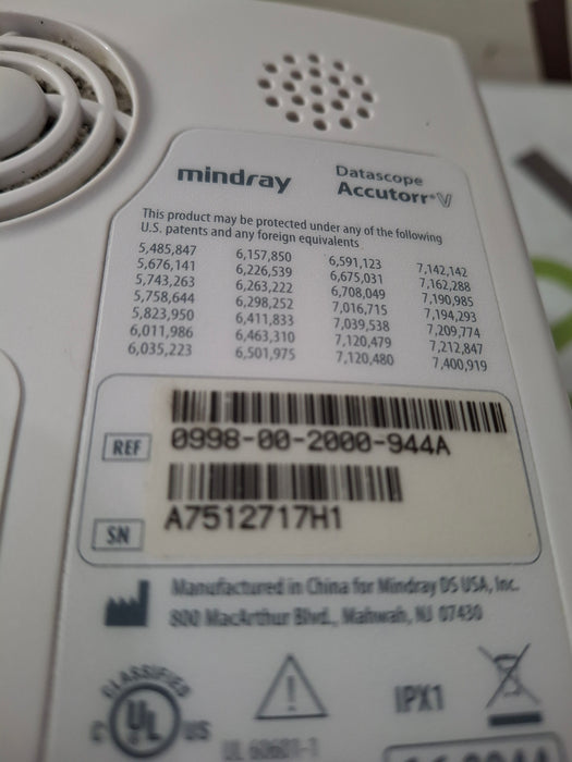 Mindray Datascope Accutorr V Vital Signs Monitor