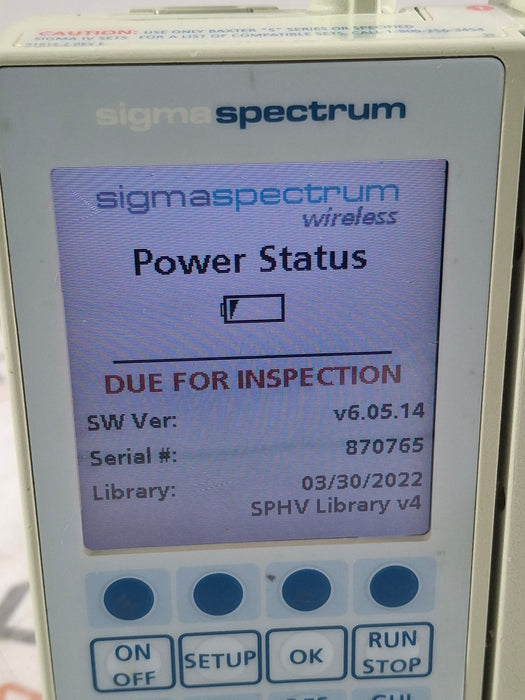 Baxter Sigma Spectrum 6.05.14 with B/G Battery Infusion Pump