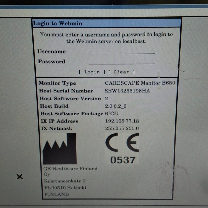 GE Healthcare Carescape B650 Critical Care Patient Monitor