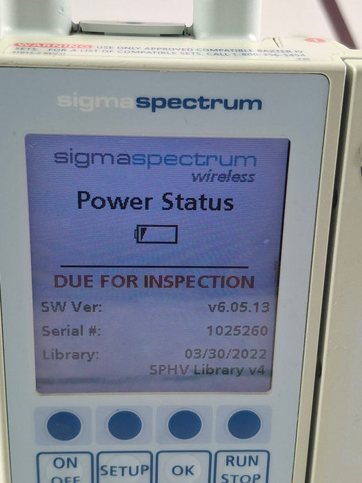Baxter Sigma Spectrum 6.05.13 with A/B/G/N Battery Infusion Pump
