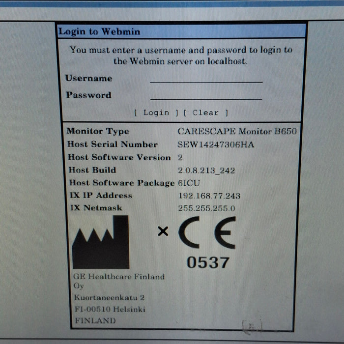GE Healthcare Carescape B650 Critical Care Patient Monitor
