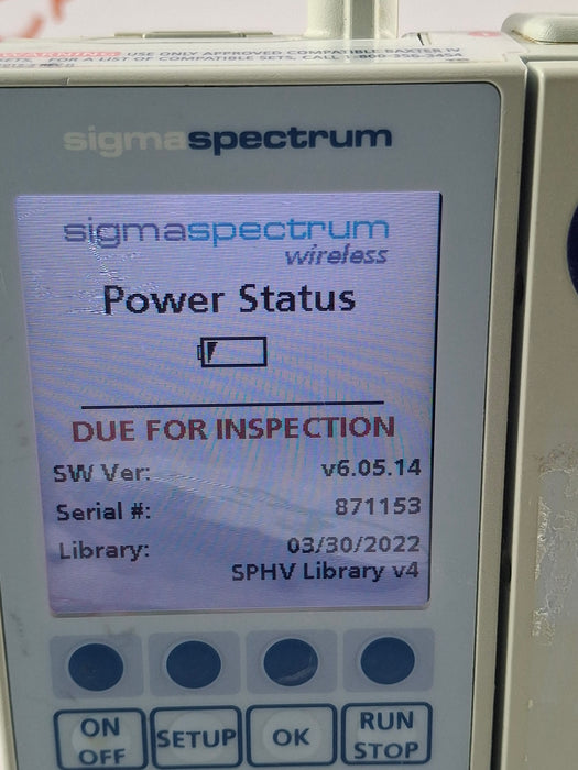 Baxter Sigma Spectrum 6.05.14 with B/G Battery Infusion Pump