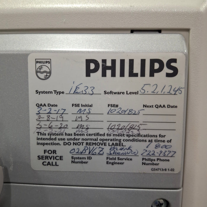 Philips IE33 A-E Cart Ultrasound