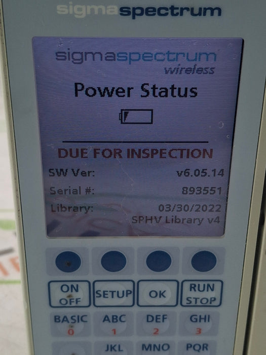 Baxter Sigma Spectrum 6.05.14 with B/G Battery Infusion Pump