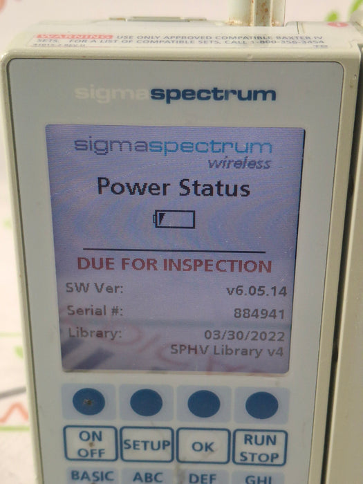 Baxter Sigma Spectrum 6.05.14 with B/G Battery Infusion Pump
