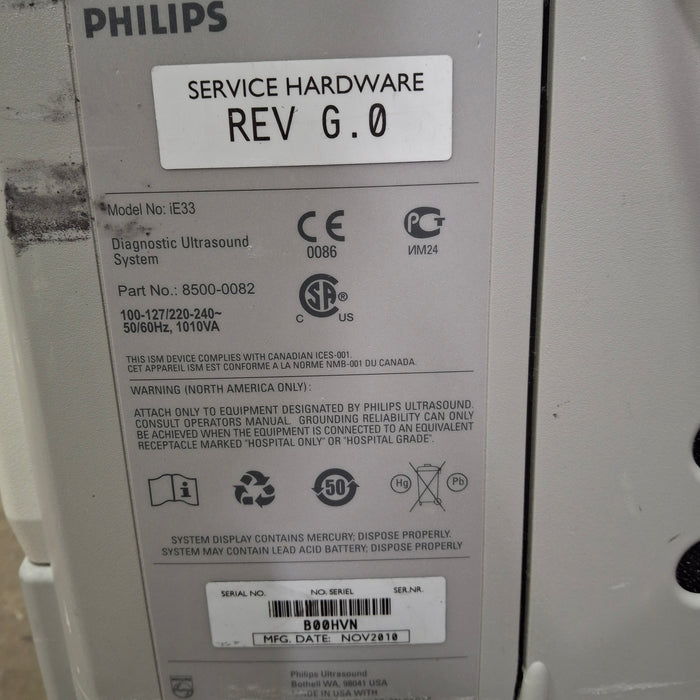 Philips IE33 F-G Cart Ultrasound
