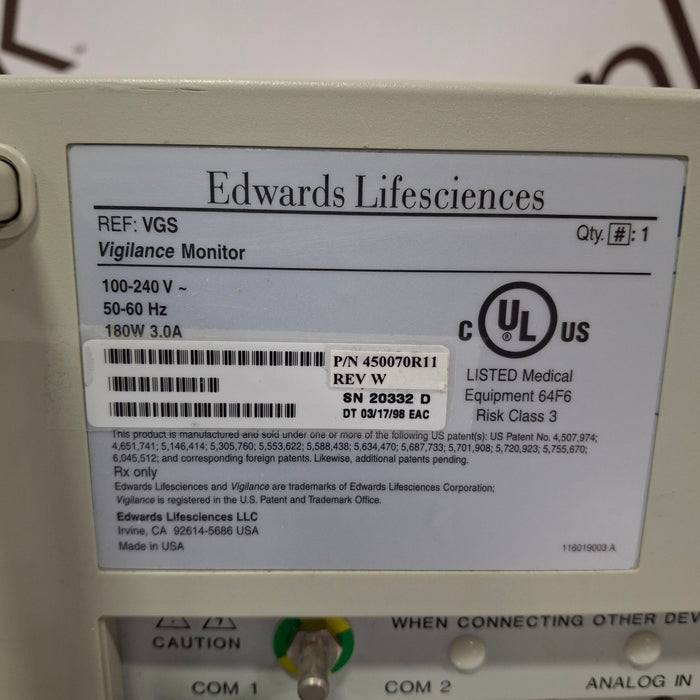 Edwards Lifesciences VGS Vigilance Patient Monitor
