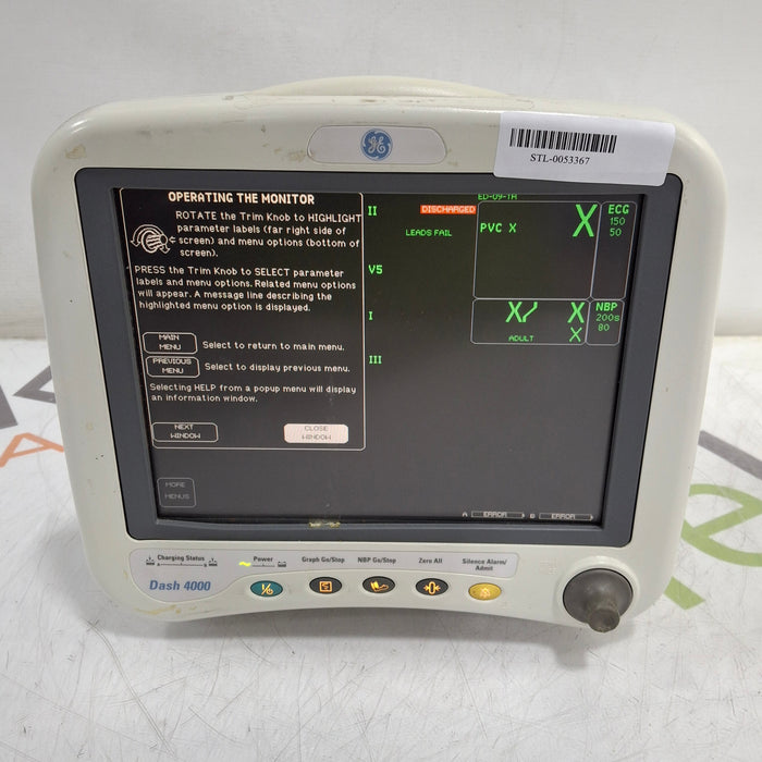 GE Healthcare Dash 4000 - GE/Nellcor SpO2 Patient Monitor
