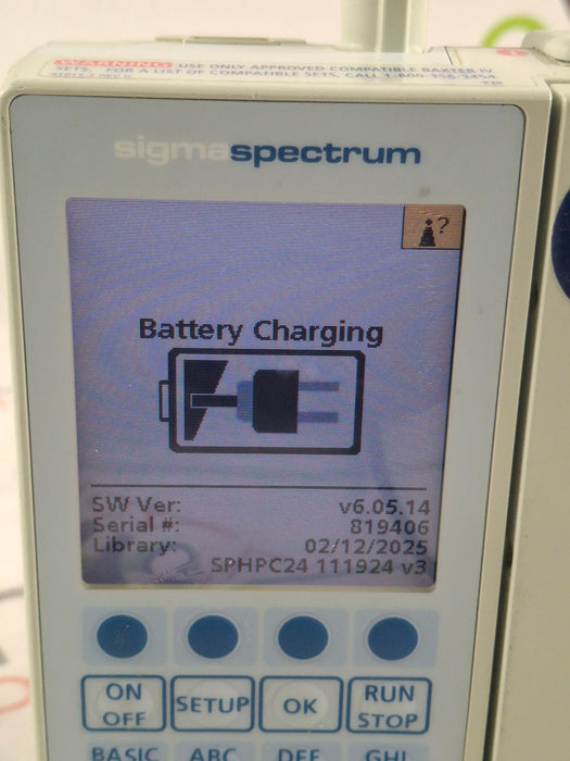 Baxter Sigma Spectrum 6.05.14 with B/G Battery Infusion Pump