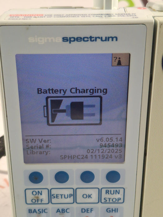 Baxter Sigma Spectrum 6.05.14 with B/G Battery Infusion Pump