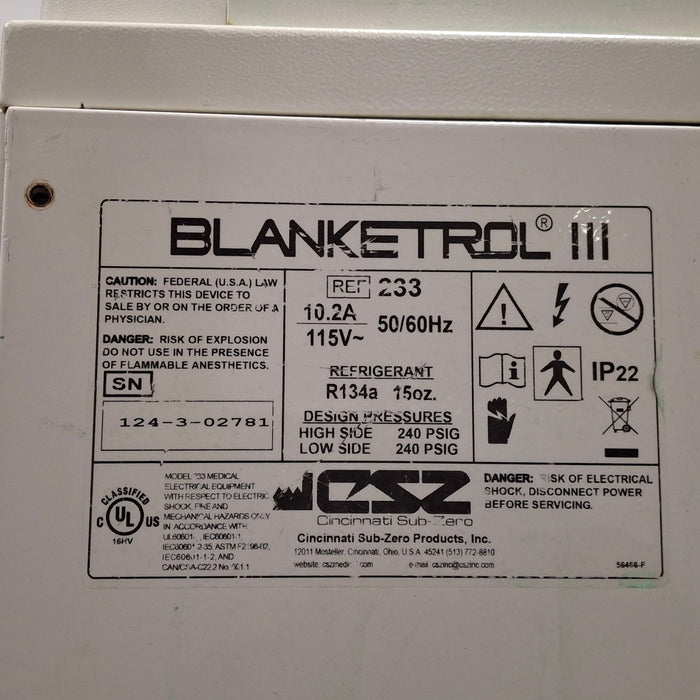 Cincinnati Sub-Zero CSZ Blanketrol III Hypothermia Unit