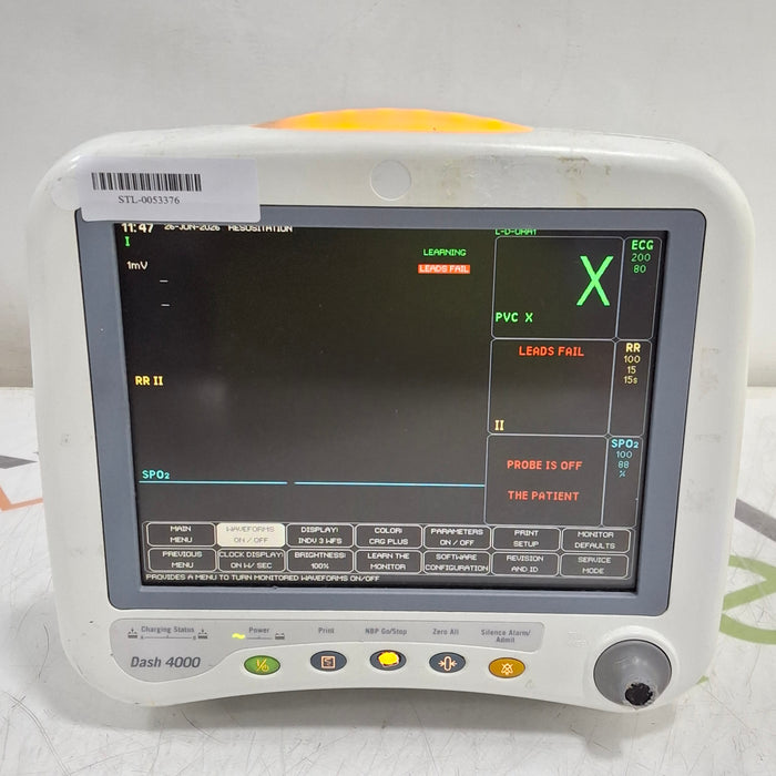 GE Healthcare Dash 4000 - Masimo SpO2 Patient Monitor