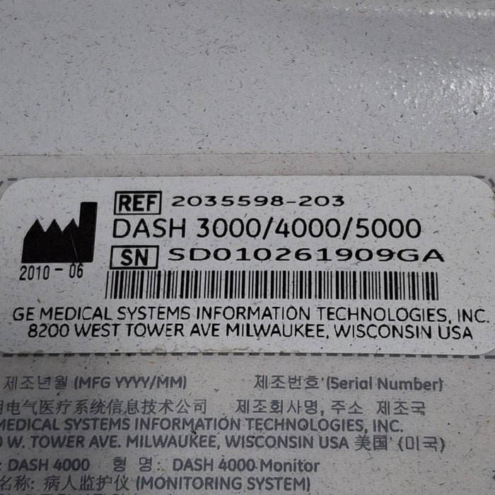GE Healthcare Dash 4000 - GE/Nellcor SpO2 Patient Monitor