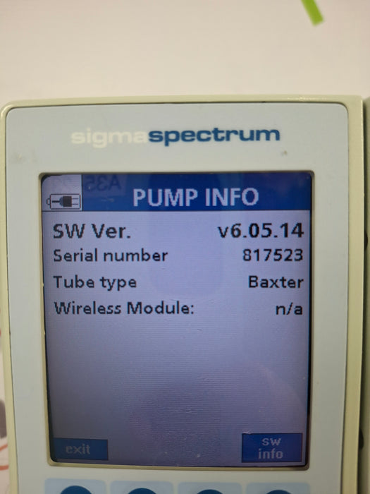 Baxter Sigma Spectrum 6.05.14 without Battery Infusion Pump