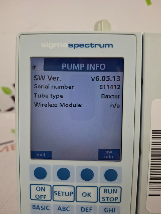 Baxter Sigma Spectrum 6.05.13 with B/G Battery Infusion Pump