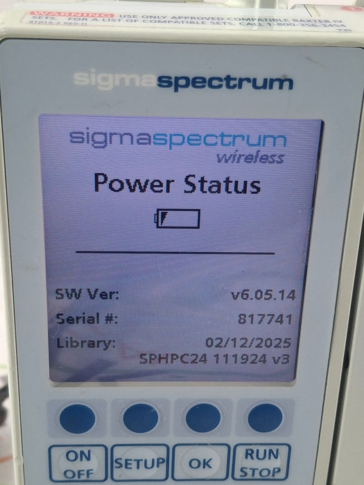 Baxter Sigma Spectrum 6.05.14 with B/G Battery Infusion Pump