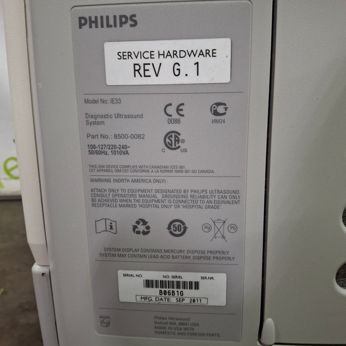 Philips IE33 F-G Cart Ultrasound