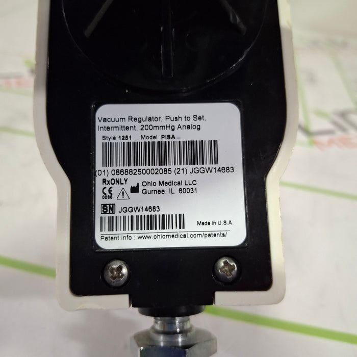 Ohio Medical Corporation Push to Set Vacuum Regulator