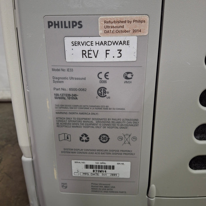 Philips IE33 F-G Cart Ultrasound
