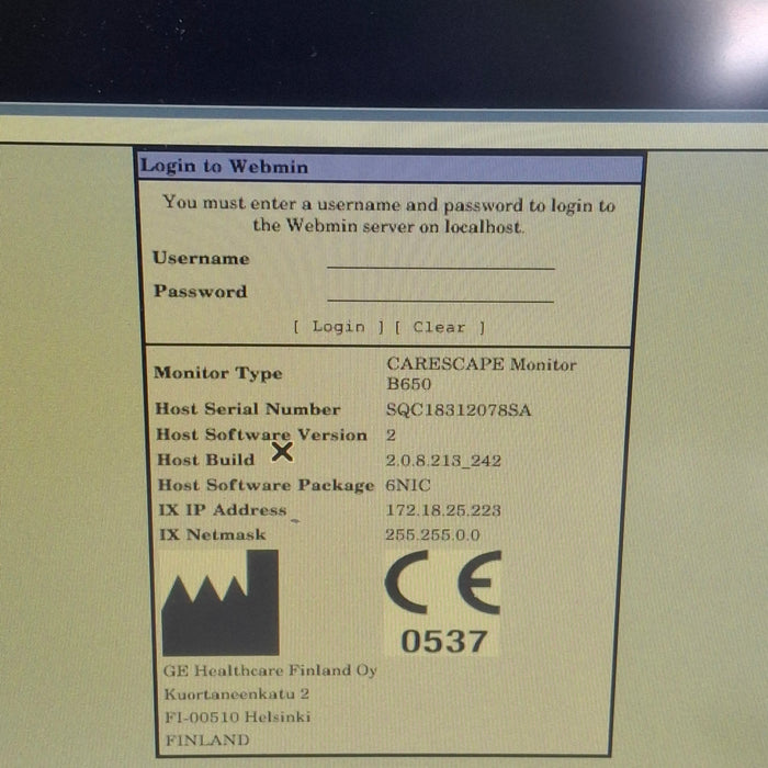 GE Healthcare Carescape B650 Neonatal Care Patient Monitor