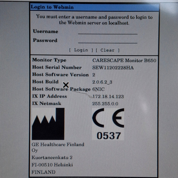 GE Healthcare Carescape B650 Neonatal Care Patient Monitor
