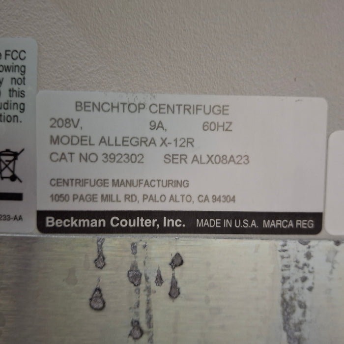 Beckman Coulter Benchtop Centrifuge Allegra X-12R Centrifuge