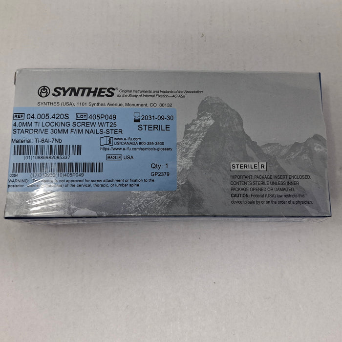 Synthes, Inc. 04.005.420S 4.0mm TI Locking Screw w/ T25 Stardrive 30mm F/IM Nail