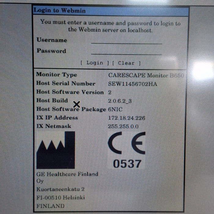 GE Healthcare Carescape B650 Neonatal Care Patient Monitor